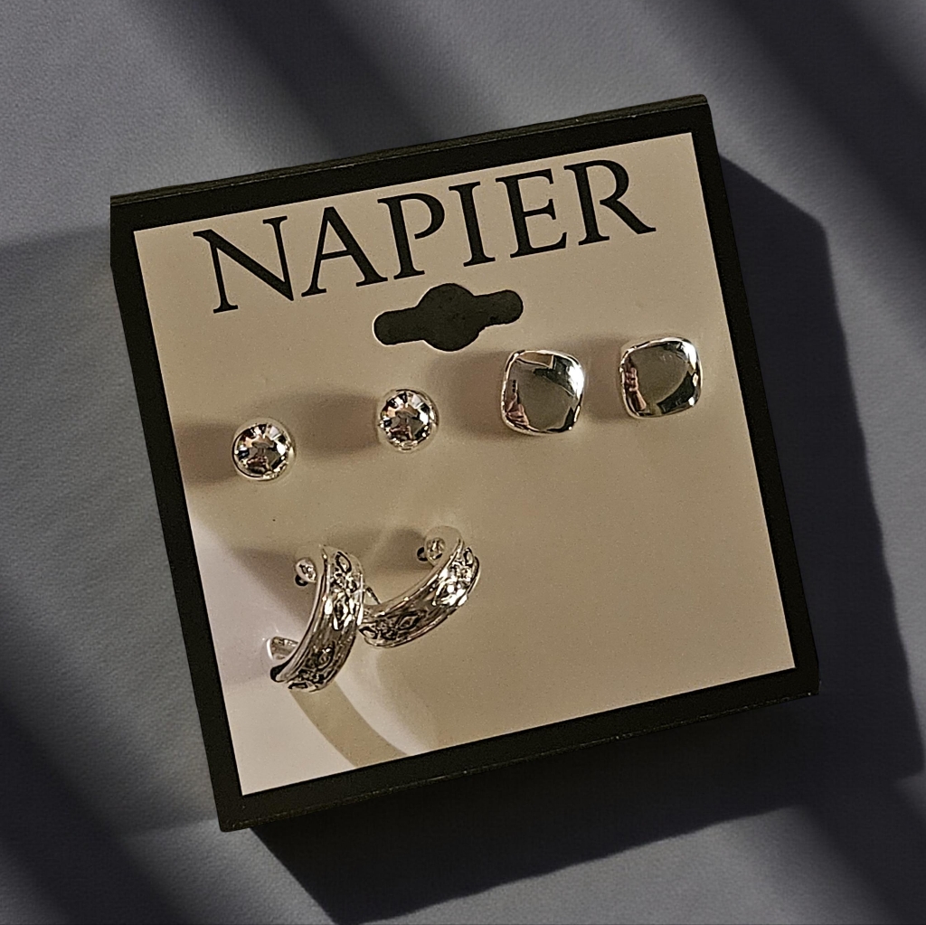 Napier Silver-Tone Earring Trio Collection 15$